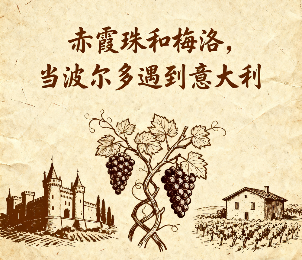 美食记产区和品种探索（222）-- 赤霞珠Cabernet Sauvignon和梅洛Merlot，当波尔多遇到意大利 主图